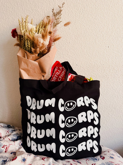 drum corps smiles tote bag