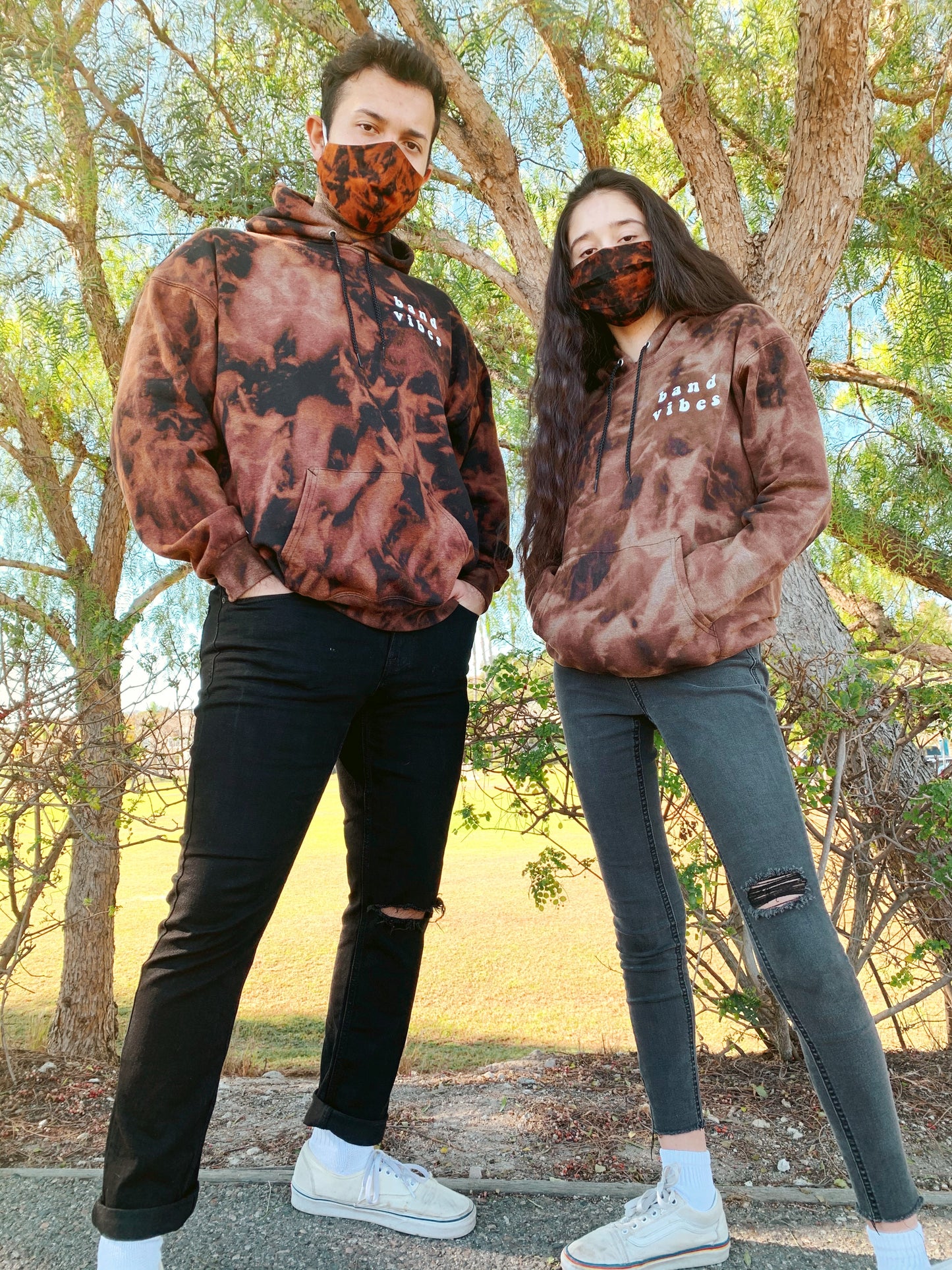 band vibes dark tie-dye pullover hoodie