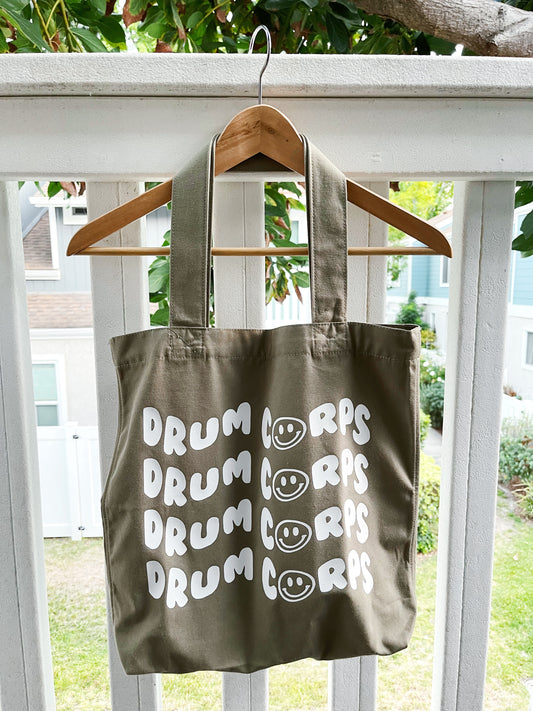 drum corps smiles tote bag (olive green)