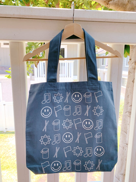 band things tote bag (faded blue)