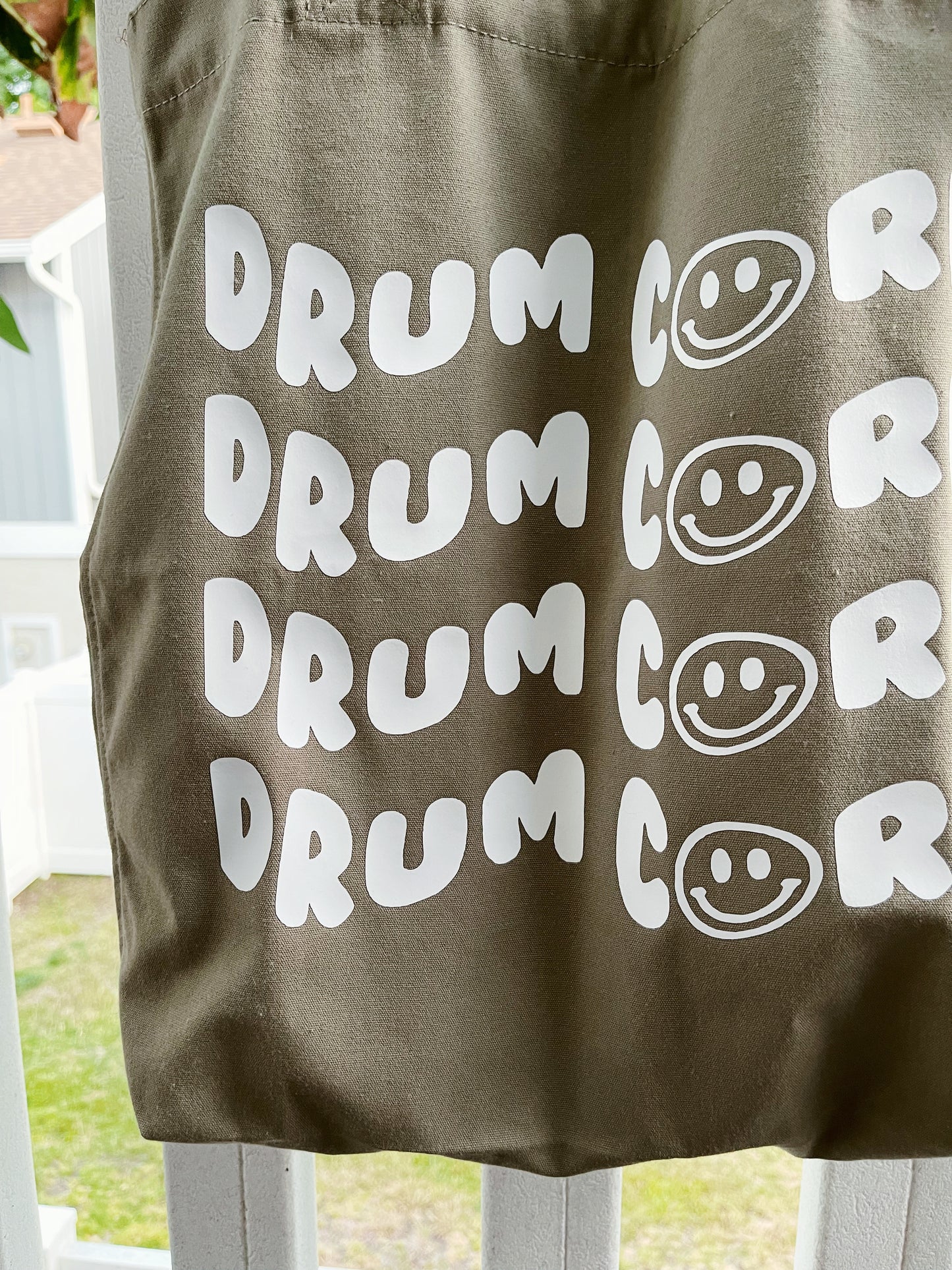 drum corps smiles tote bag (olive green)