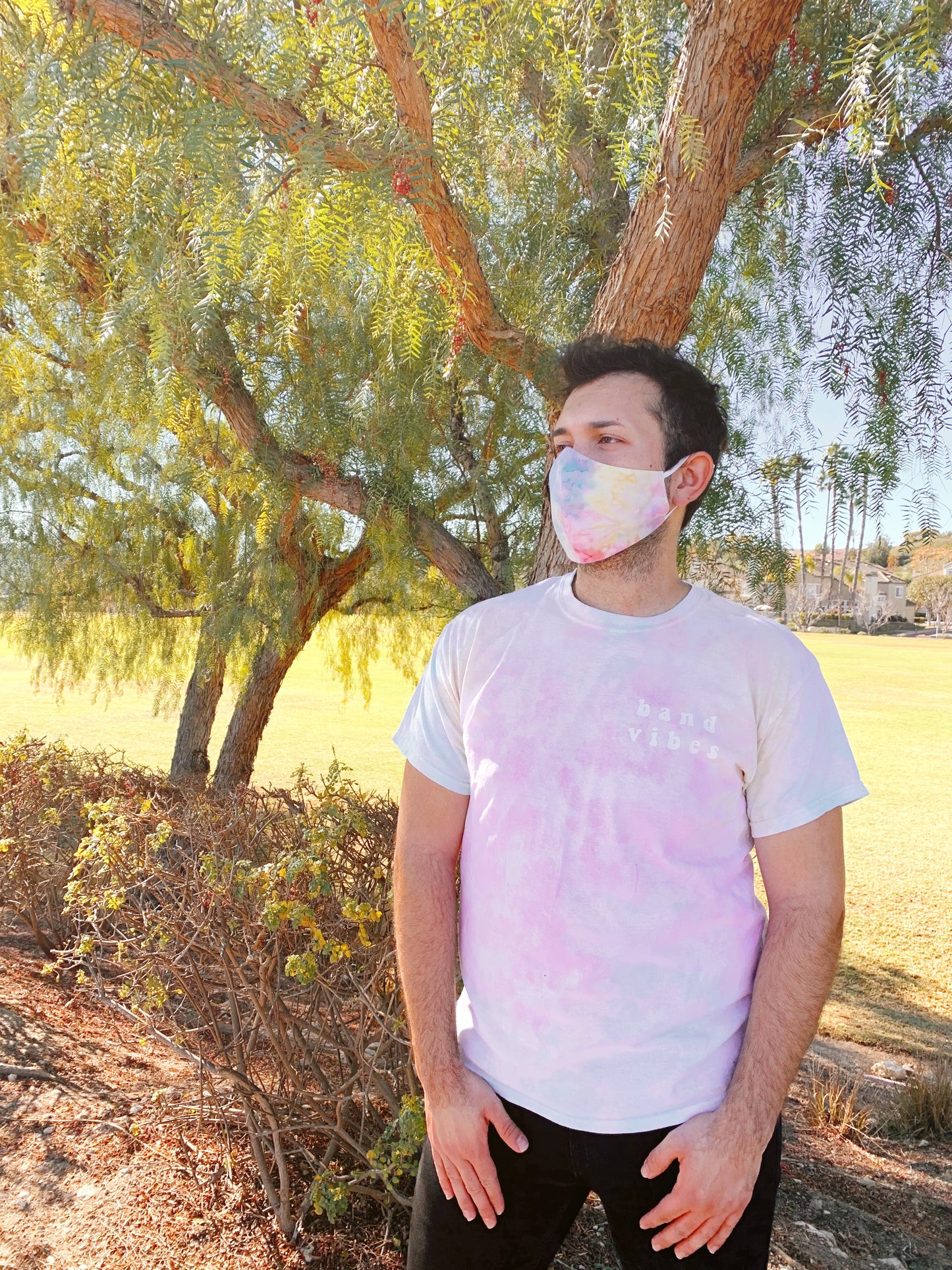 band vibes pastel tie-dye tee