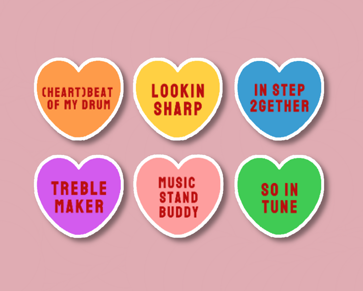 band heart candy stickers